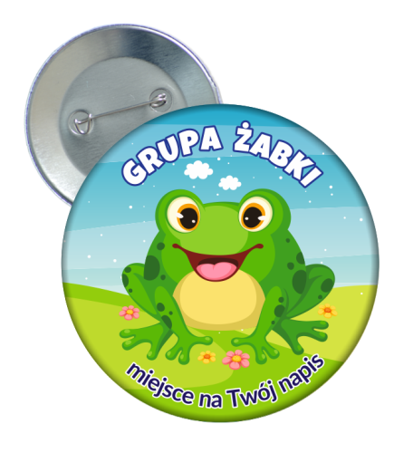 Przypinka Przedszkolaka: GRUPA ŻABKI + Twój napis