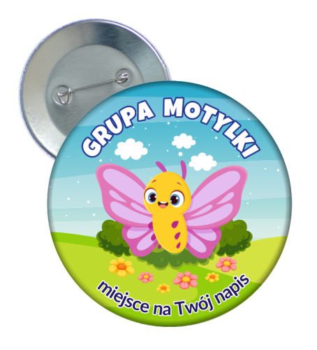 Przypinka Przedszkolaka: GRUPA MOTYLKI + Twój napis