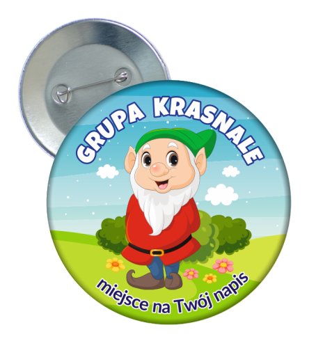 Przypinka Przedszkolaka: GRUPA KRASNALE + Twój napis
