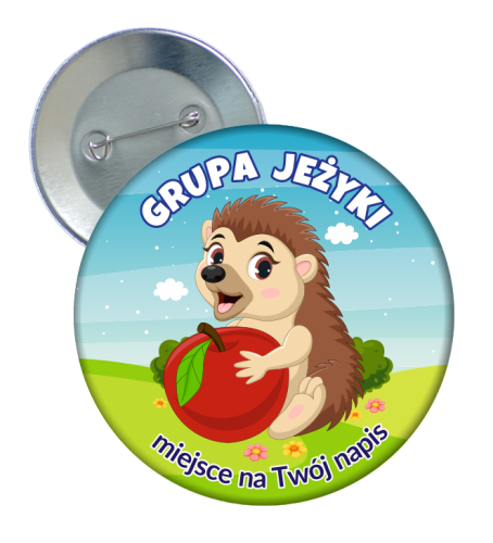 Przypinka Przedszkolaka: GRUPA JEŻYKI + Twój napis