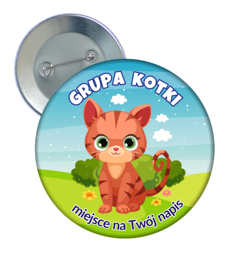 Przypinka Przedszkolaka: GRUPA KOTKI + Twój napis