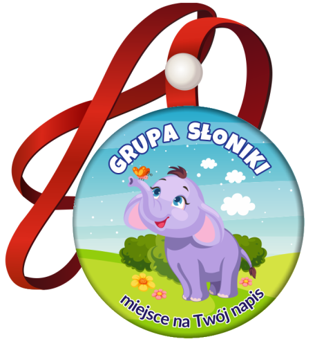 Medal na tasiemce: "Przedszkolaka - GRUPA SŁONIKI" + Twój napis