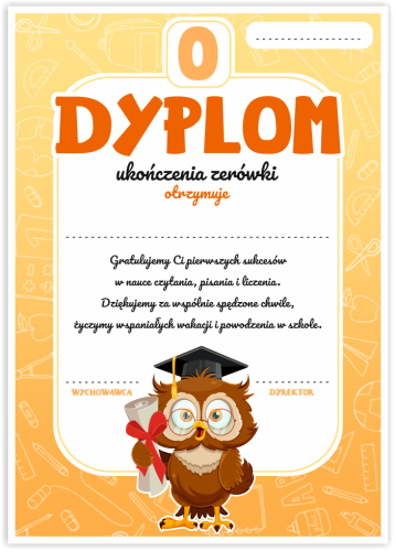 Dyplom: Ukończenia klasy 0 (wzór 14)