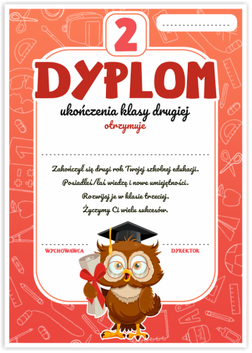 Dyplom: Ukończenia klasy 2 (wzór 16)