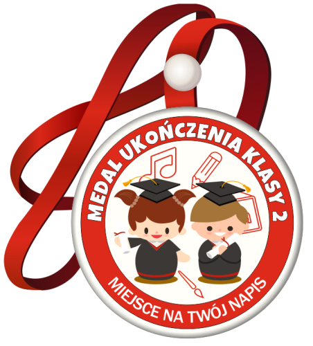 Medal na tasiemce: "Ukończenia klasy 2" (Dzieci) + nadruk