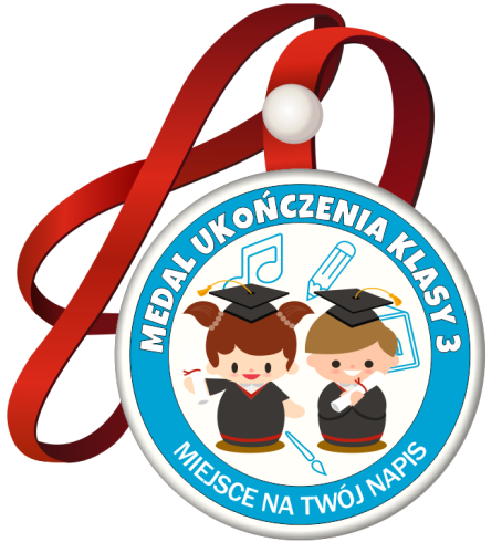 Medal na tasiemce: "Ukończenia klasy 3" (Dzieci) + nadruk