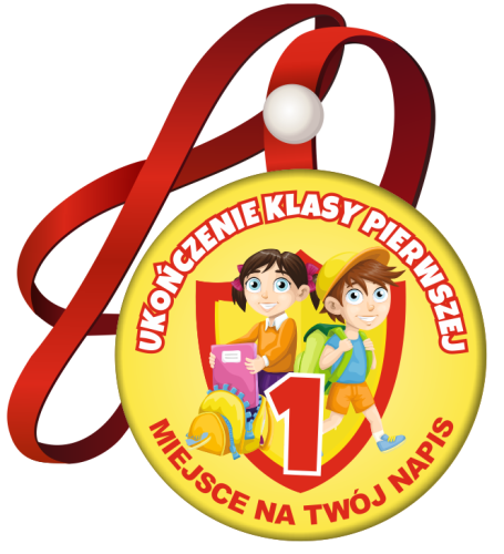 Medal na tasiemce: "Ukończenia klasy 1" (Dzieci3) + nadruk