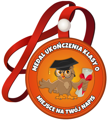 Medal na tasiemce: "Ukończenia klasy 0" (Sowa) + nadruk