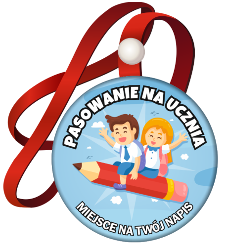 Medal: Pasowanie na Ucznia (Dzieci na ołówku) + twój napis