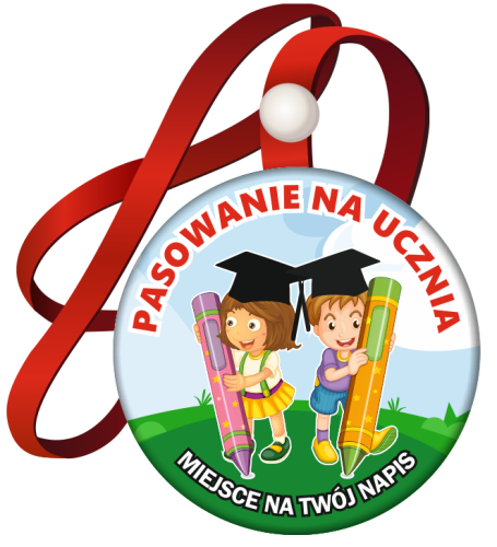 Medal: Pasowanie na Ucznia (Dzieci z ołówkiem) + twój napis