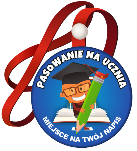 Medal: Pasowanie na Ucznia (Dziecko z Ołówkiem) + nazwa szkoły