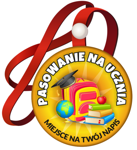 Medal: Pasowanie na Ucznia (Plecak) + nazwa szkoły