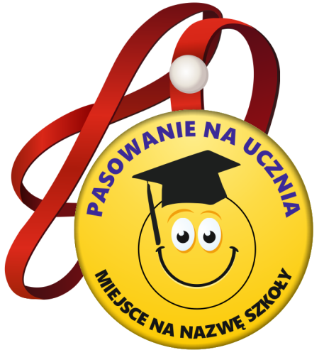 Medal: Pasowanie na Ucznia (Biret) + nazwa szkoły