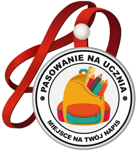 Medal: Pasowanie na Ucznia (Plecak) + nazwa szkoły