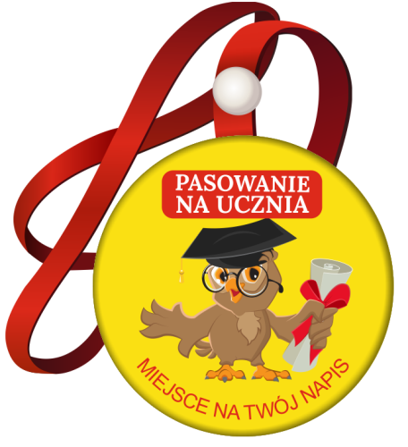 Medal: Pasowanie na Ucznia (Sowa) + nazwa szkoły