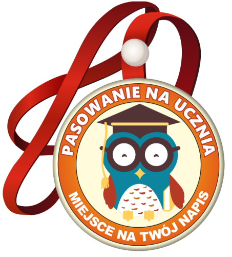 Medal: Pasowanie na Ucznia (Sowa) + nazwa szkoły
