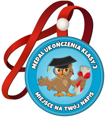 Medal na tasiemce: "Ukończenia klasy 3" (Sowa) + nadruk