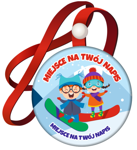 Medal na tasiemce: "Snowboardowy " + nadruk napisów