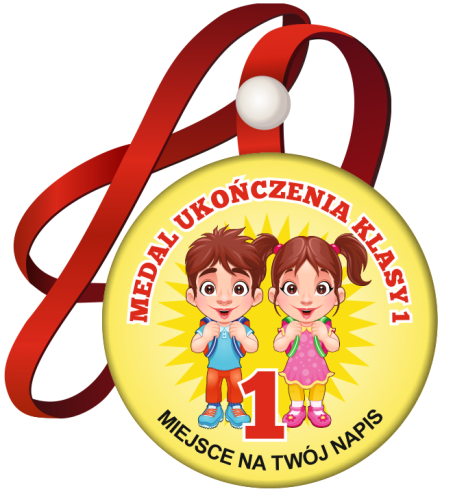 Medal na tasiemce: "Ukończenia klasy 1" (Dzieci 4) + nadruk