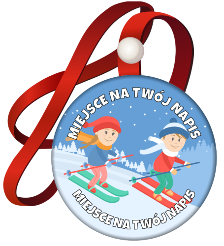 Medal na tasiemce: "Narciarski " + nadruk napisów