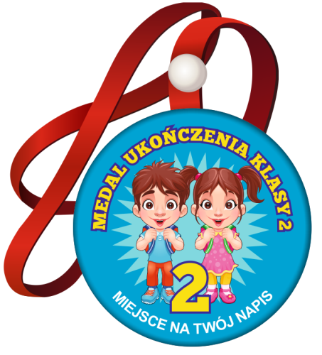 Medal na tasiemce: "Ukończenia klasy 2" (Dzieci 4) + nadruk