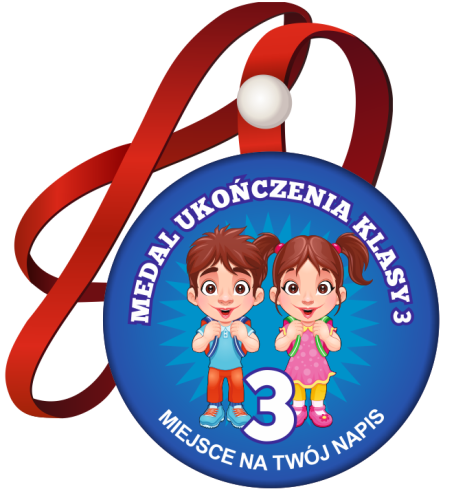 Medal na tasiemce: "Ukończenia klasy 3" (Dzieci 4) + nadruk