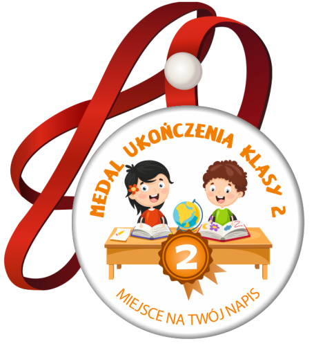 Medal na tasiemce: "Ukończenia klasy 2" (Dzieci 7) + nadruk