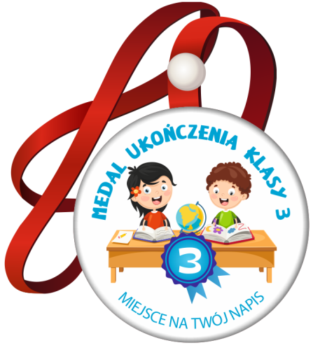 Medal na tasiemce: "Ukończenia klasy 3" (Dzieci 7) + nadruk