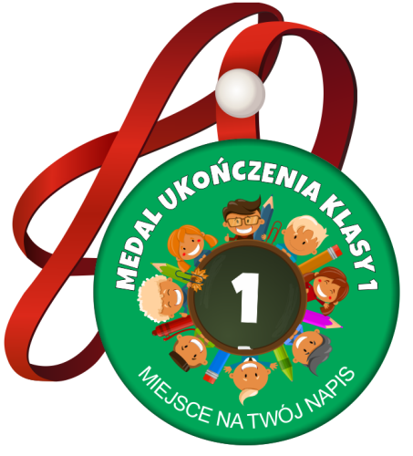 Medal na tasiemce: "Ukończenia klasy 1" (Dzieci 5) + nadruk
