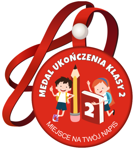 Medal na tasiemce: "Ukończenia klasy 2" (Dzieci 6) + nadruk