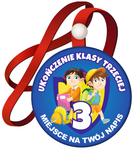 Medal na tasiemce: "Ukończenia klasy 3" (Dzieci 3) + nadruk