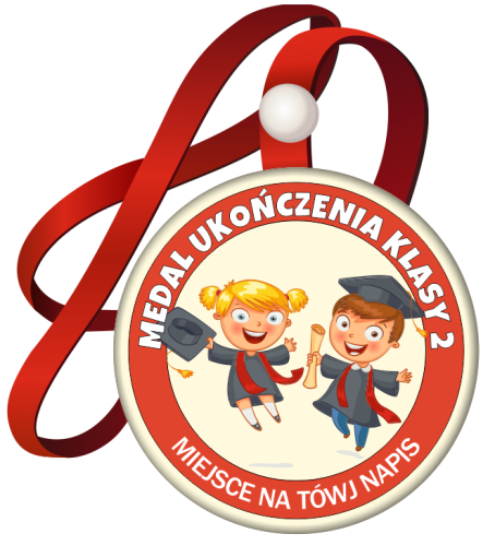 Medal na tasiemce: "Ukończenia klasy 2" (Dzieci 2) + nadruk