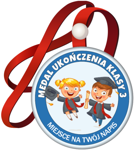 Medal na tasiemce: "Ukończenia klasy 3" (Dzieci 2) + nadruk