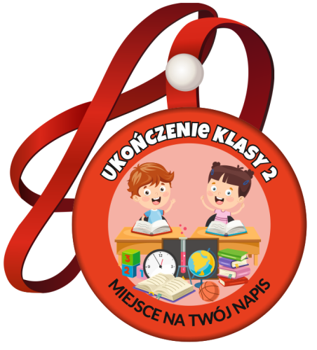 Medal na tasiemce: "Ukończenia klasy 2" (wzór 4) + nadruk