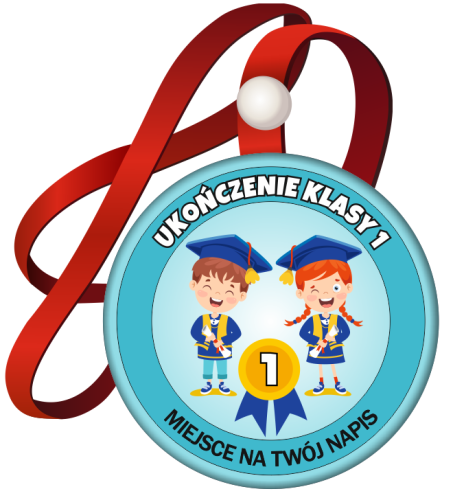 Medal na tasiemce: "Ukończenie klasy 1" (wzór 2) + nadruk