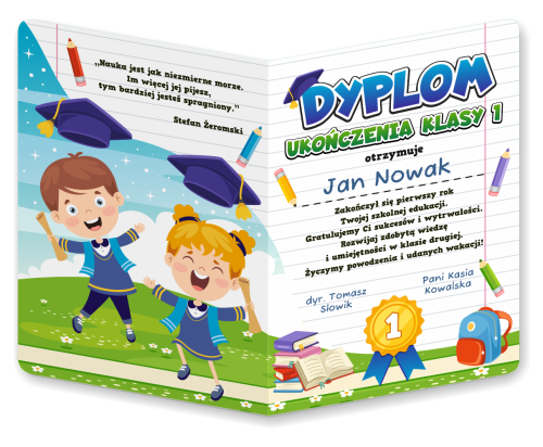Dyplom: Ukończenia klasy 1 (składany, format A4)