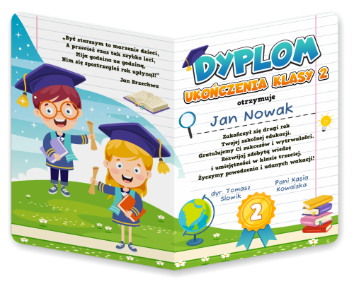 Dyplom: Ukończenia klasy 2 (składany, format A4)