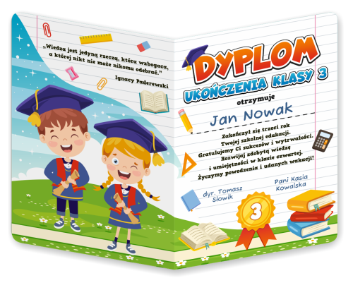 Dyplom: Ukończenia klasy 3 (składany, format A4)