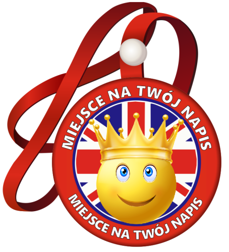 Medal na tasiemce: Język angielski (Buźka z korona) + nadruk