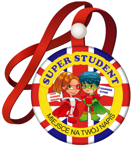 Medal na tasiemce: Język angielski (Dzieci "SUPER STUDENT") + nadruk