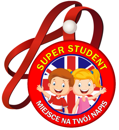 Medal na tasiemce: Język angielski (Dzieci 2 "SUPER STUDENT") + nadruk
