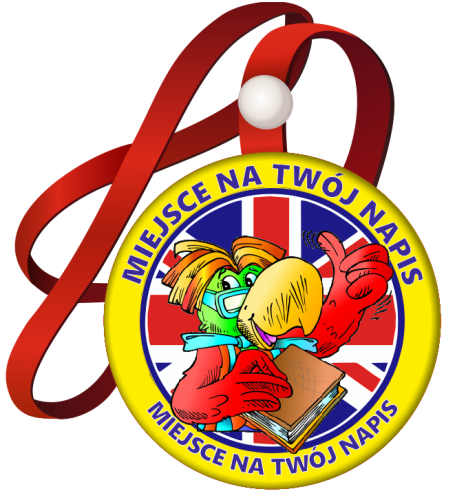 Medal na tasiemce: Język angielski (Papuga) + nadruk