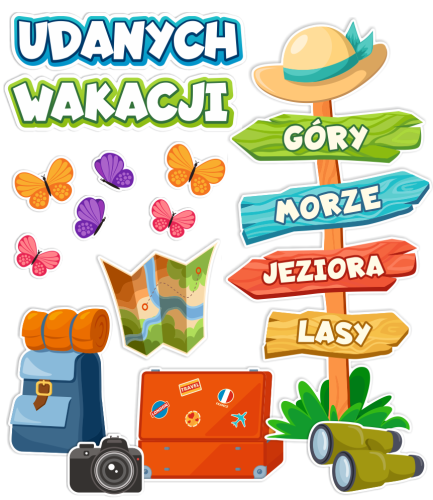 Dekoracja - Zakończenie Roku Szkolnego - Udanych Wakacji (rozmiar XXL)