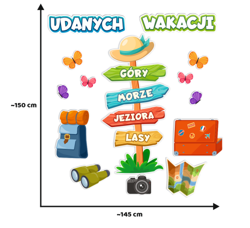 Dekoracja - Zakończenie Roku Szkolnego - Udanych Wakacji (rozmiar XXL)