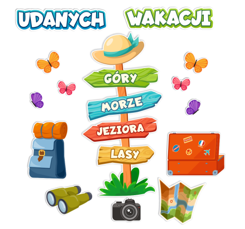 Dekoracja - Zakończenie Roku Szkolnego - Udanych Wakacji (rozmiar XXL)
