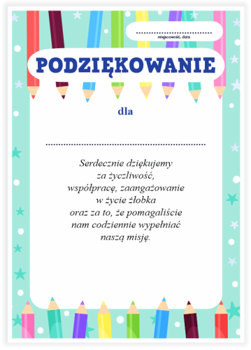 Dyplom: Podziękowania - Żłobek (wzór 22)