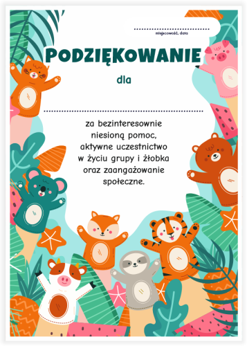Dyplom: Podziękowania - Żłobek (wzór 24)