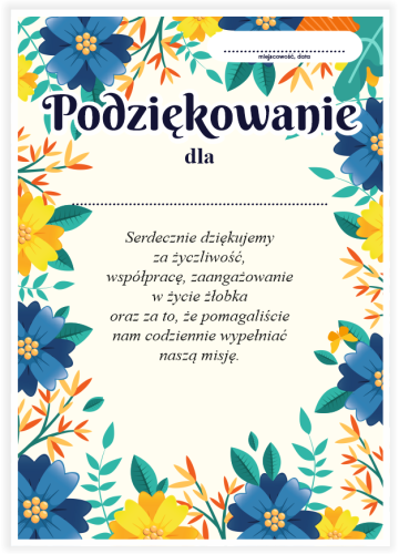 Dyplom: Podziękowania - Żłobek (wzór 25)