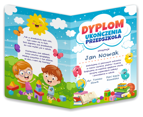 Dyplom: Ukończenia Przedszkola - wzór 3 (składany, format A4+)