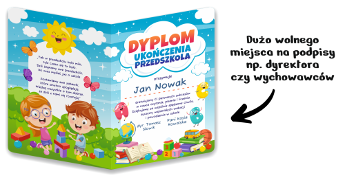 Dyplom: Ukończenia Przedszkola - wzór 3 (składany, format A4+)